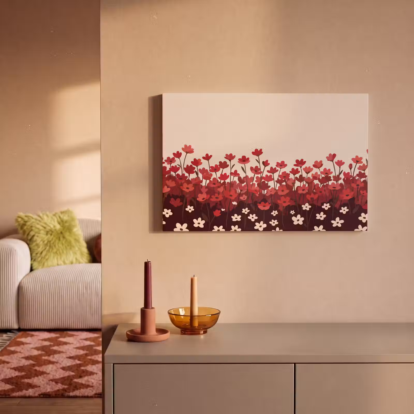 Canvas schilderij - Bloemen - Rood - Natuur — 1