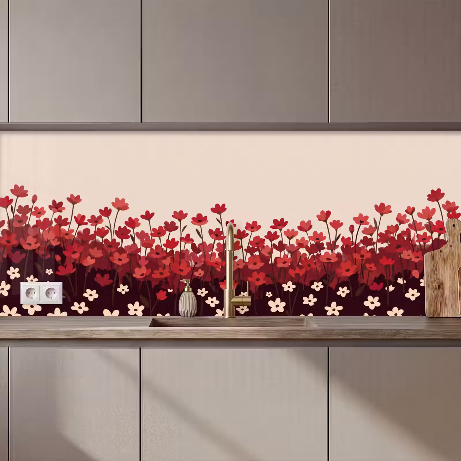 Keuken achterwand - Bloemen - Rood - Natuur — 1