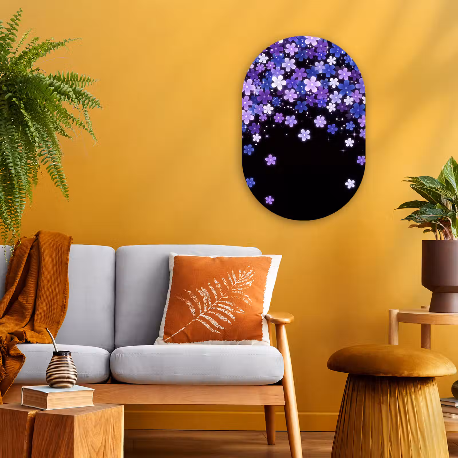 Muurovaal - Bloemen - Paars - Modern — 1