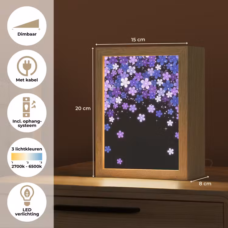 Gepersonaliseerd Lightbox - Bloemen - Paars - Modern — 7