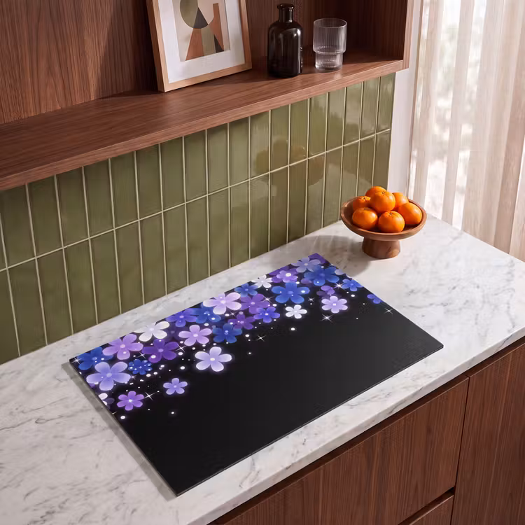 Inductiebeschermer - Bloemen - Paars - Modern β 3