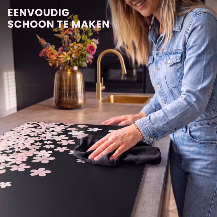 Inductiebeschermer & spatscherm (2in1) - Roze bloemen - Natuur — 5