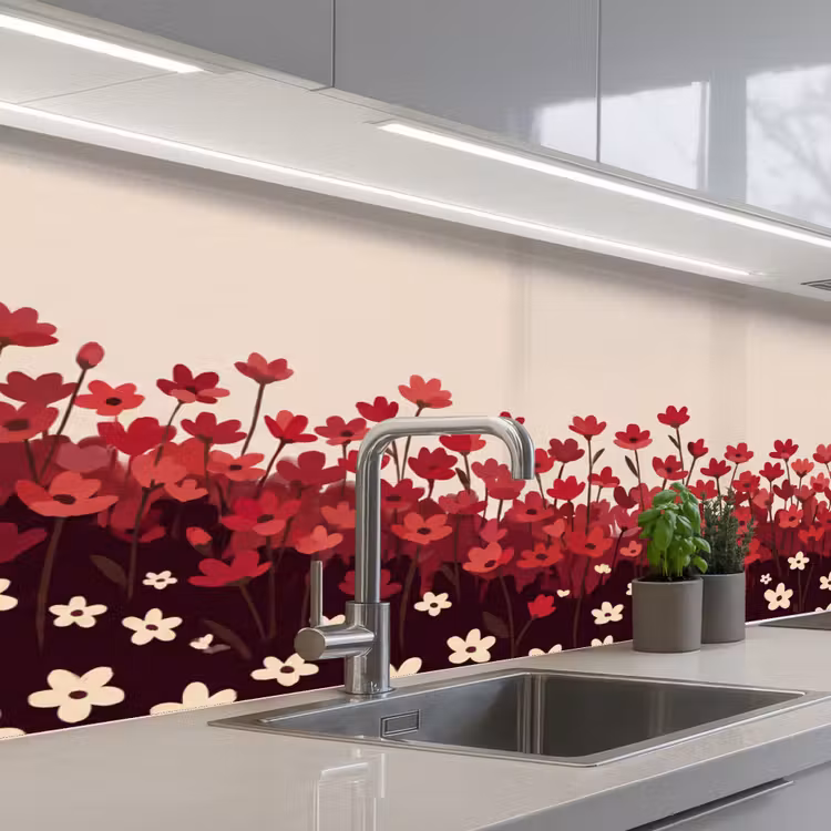 Keuken achterwand - Bloemen - Rood - Natuur — 2