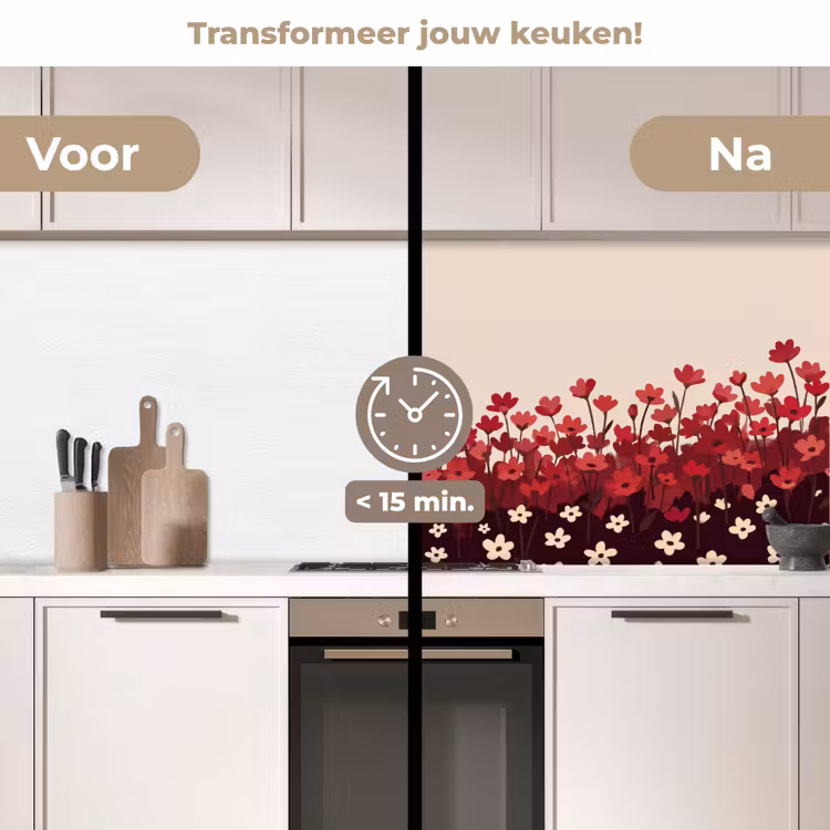 Keuken achterwand - Bloemen - Rood - Natuur — 3
