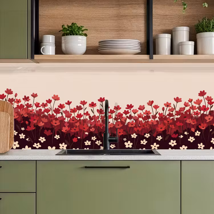 Keuken achterwand - Bloemen - Rood - Natuur — 8