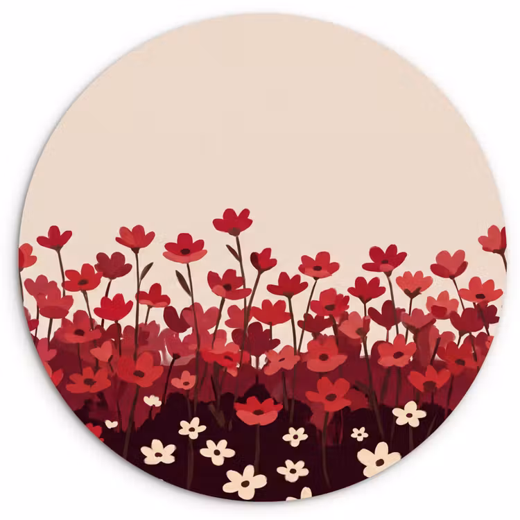 Muurcirkel - Bloemen - Rood - Natuur — 1