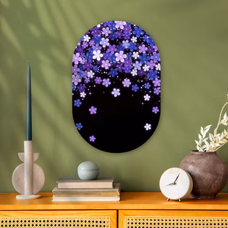 Muurovaal - Bloemen - Paars - Modern — 2