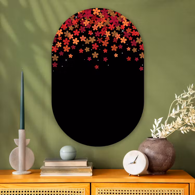 Muurovaal glas - Bloemen - Abstract - Oranje — 2