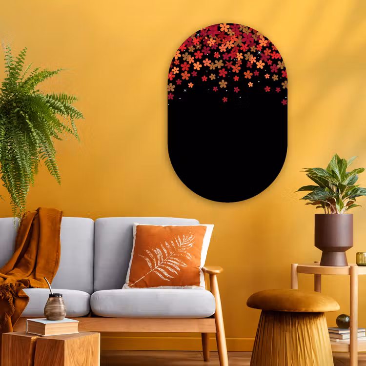 Muurovaal glas - Bloemen - Abstract - Oranje — 3