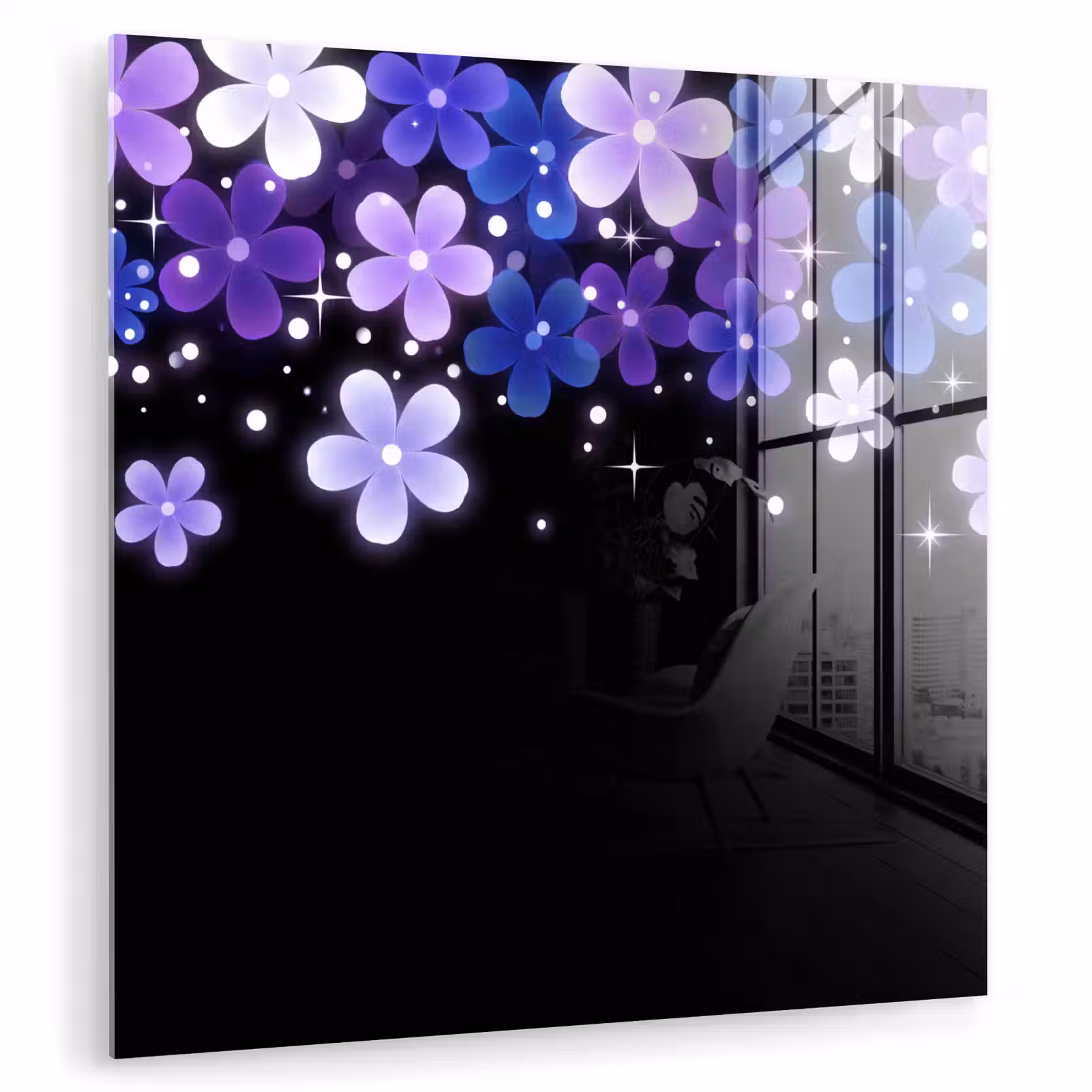 Glas schilderij - Bloemen - Paars - Modern — 1