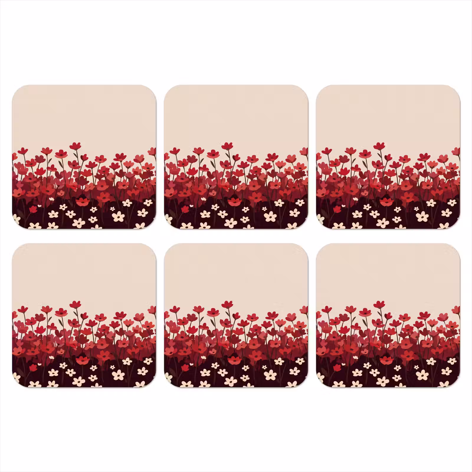 Onderzetter - Bloemen - Rood - Natuur — 1