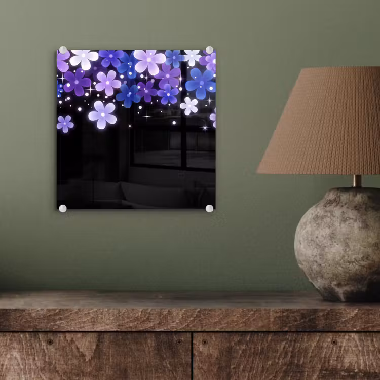 Glas schilderij - Bloemen - Paars - Modern — 4