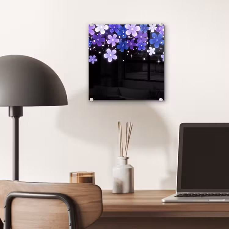 Glas schilderij - Bloemen - Paars - Modern — 7