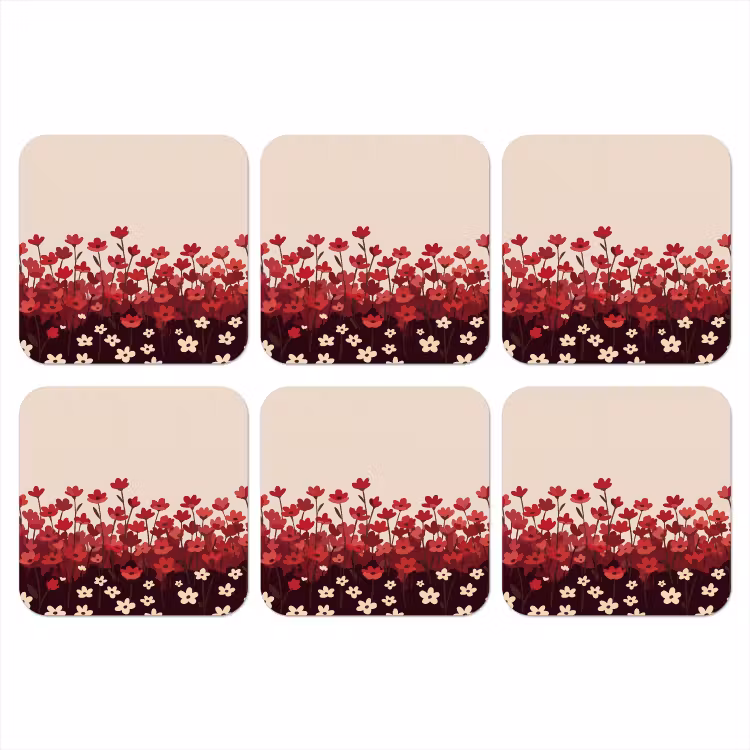 Onderzetter - Bloemen - Rood - Natuur — 1