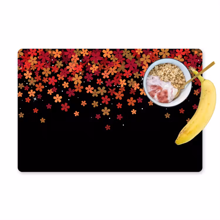 Placemat - 6 stuks - Bloemen - Abstract - Oranje — 1