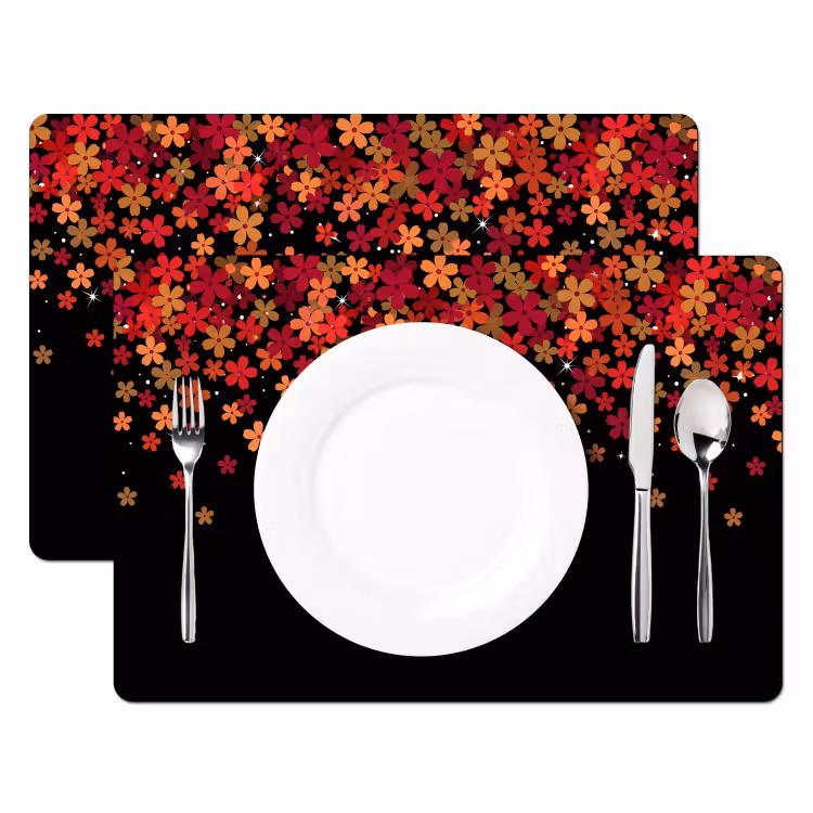 Placemat - 6 stuks - Bloemen - Abstract - Oranje — 2
