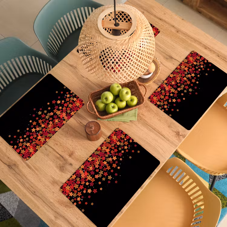 Placemat - 6 stuks - Bloemen - Abstract - Oranje — 4