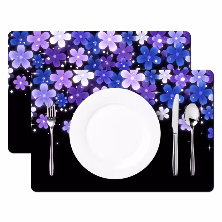 Placemat - 6 stuks - Bloemen - Paars - Modern — 2