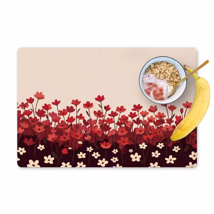 Placemat - 6 stuks - Bloemen - Rood - Natuur — 1