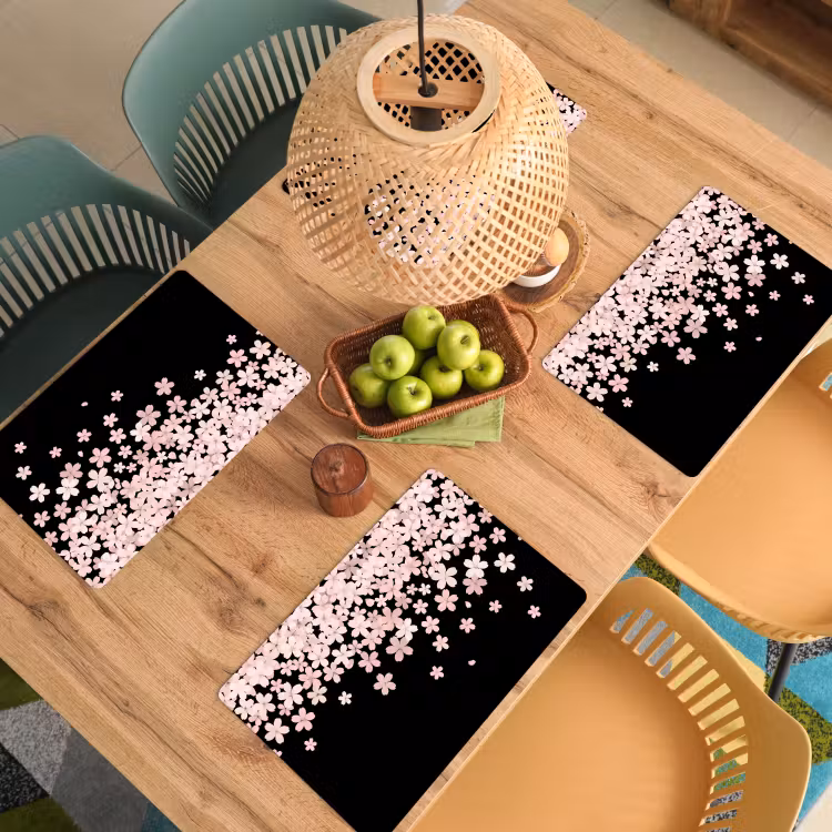 Placemat - 6 stuks - Roze bloemen - Natuur — 4