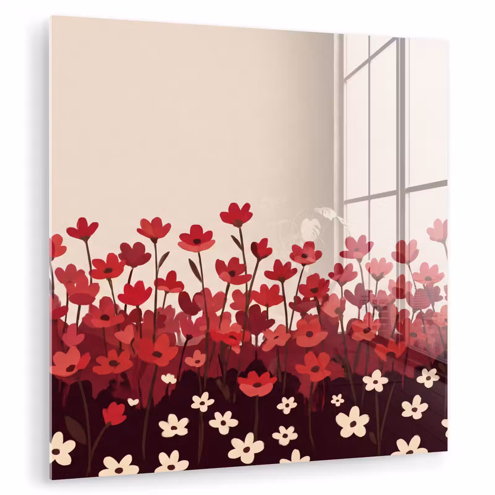 Glas schilderij - Bloemen - Rood - Natuur — 1