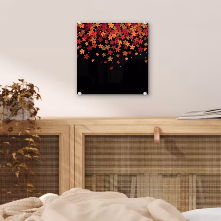Glas schilderij - Bloemen - Abstract - Oranje — 5