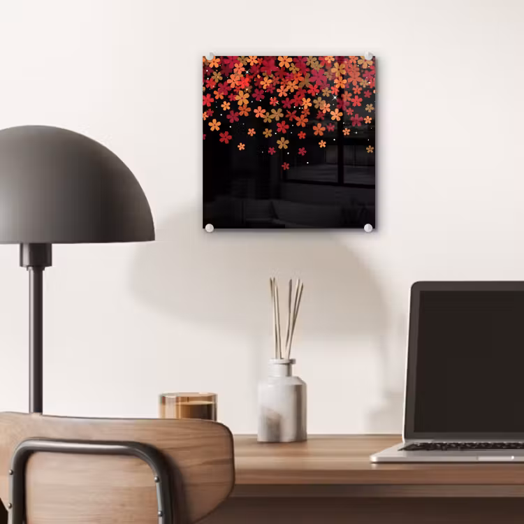 Glas schilderij - Bloemen - Abstract - Oranje — 7