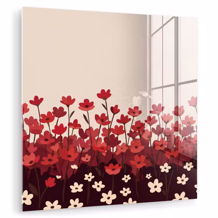 Glas schilderij - Bloemen - Rood - Natuur — 1