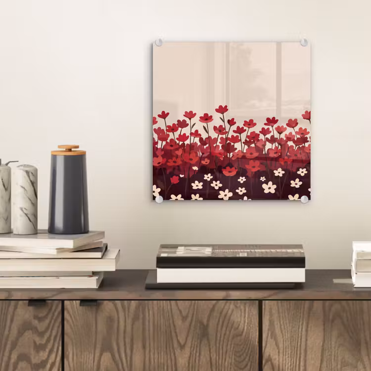 Glas schilderij - Bloemen - Rood - Natuur — 2