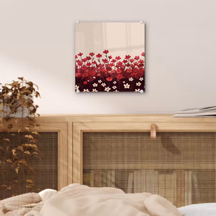 Glas schilderij - Bloemen - Rood - Natuur — 5