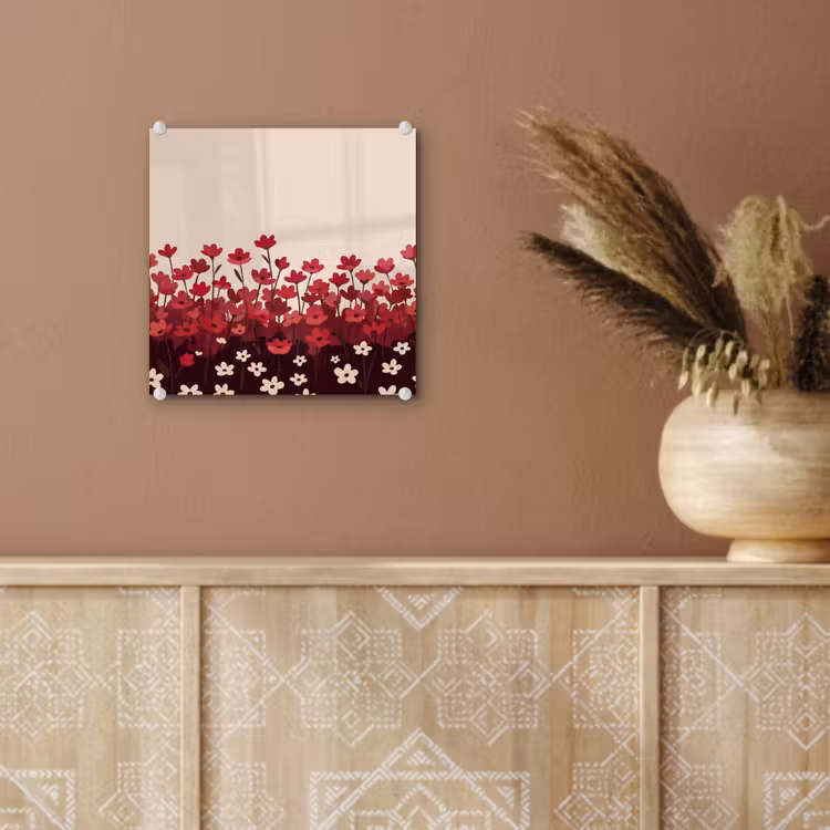 Glas schilderij - Bloemen - Rood - Natuur — 6