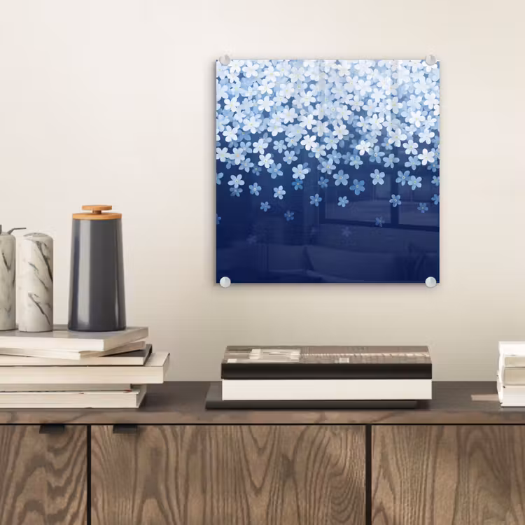 Glas schilderij - Bloemen - Vallend - Decoratief — 2
