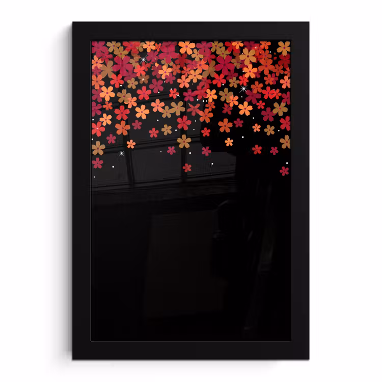 Poster met lijst - Bloemen - Abstract - Oranje — 1