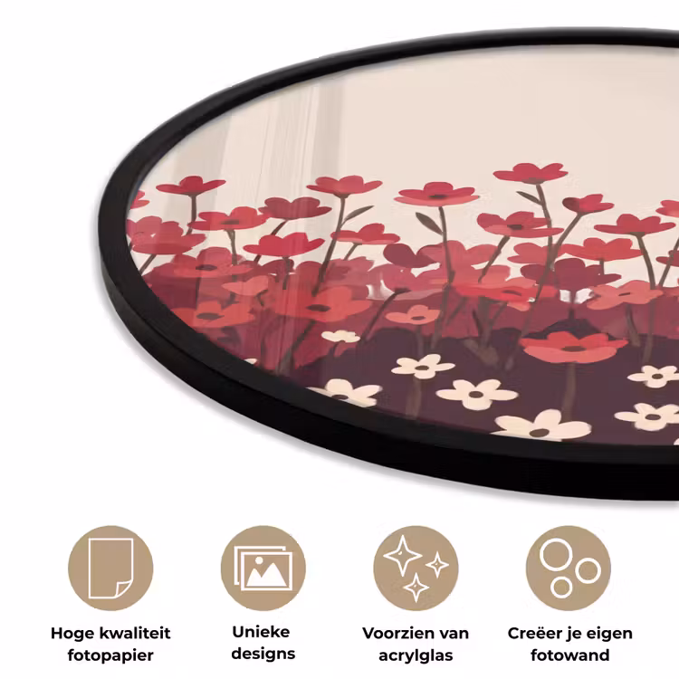 Ronde fotolijst - Bloemen - Rood - Natuur — 2