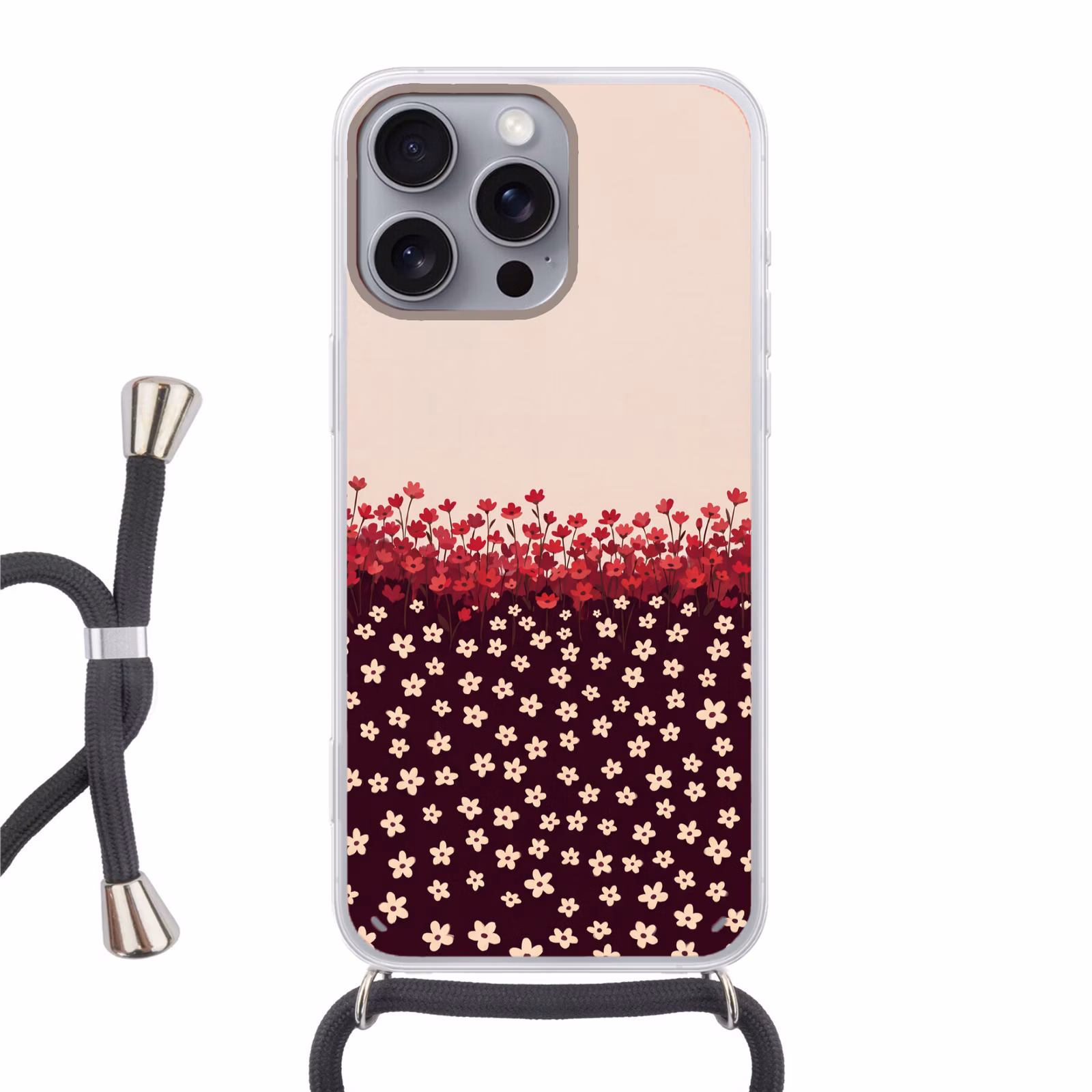 Telefoonhoesje met koord - Bloemen - Rood - Natuur — 1