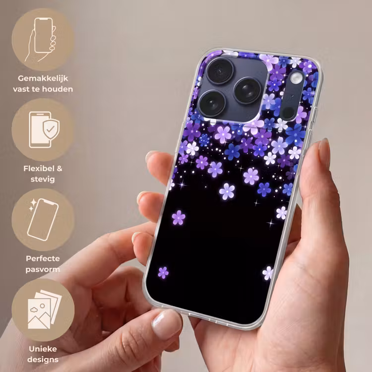 Telefoonhoesje - Bloemen - Paars - Modern — 4