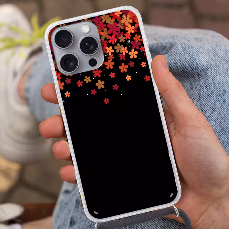 Telefoonhoesje met koord - Bloemen - Abstract - Oranje — 2