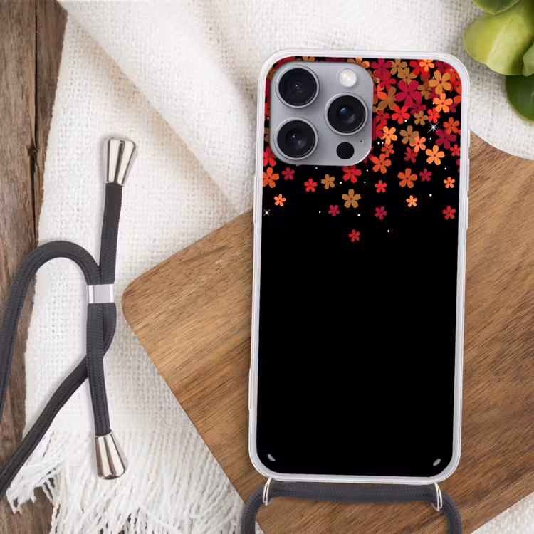Telefoonhoesje met koord - Bloemen - Abstract - Oranje — 3