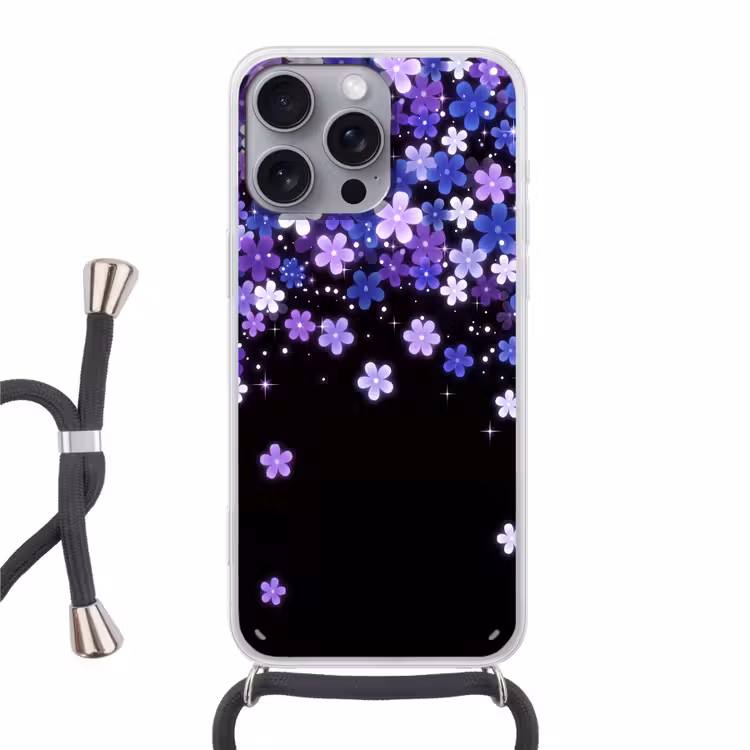 Telefoonhoesje met koord - Bloemen - Paars - Modern — 1