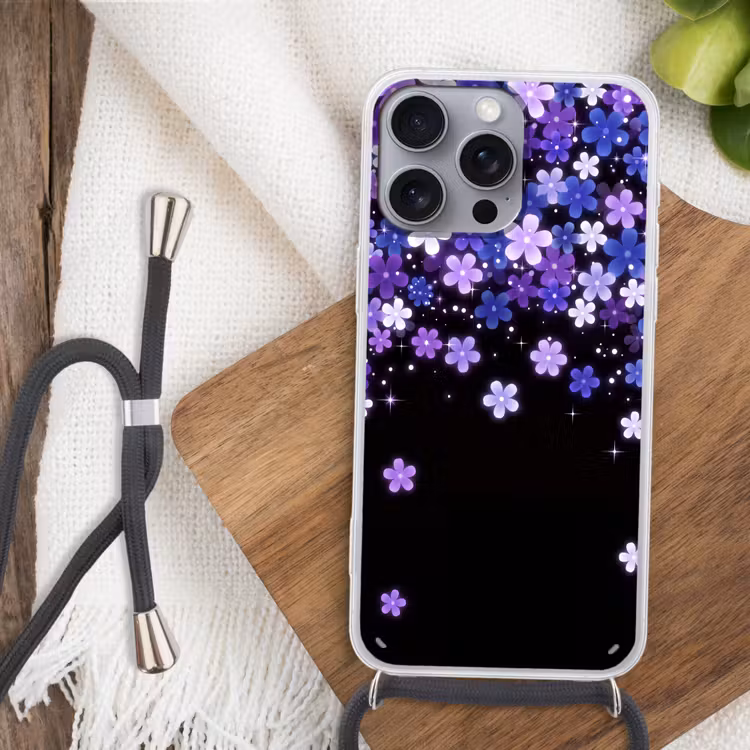Telefoonhoesje met koord - Bloemen - Paars - Modern — 3