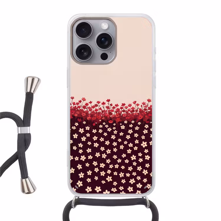 Telefoonhoesje met koord - Bloemen - Rood - Natuur — 1