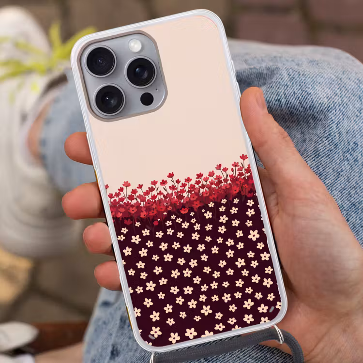 Telefoonhoesje met koord - Bloemen - Rood - Natuur — 2