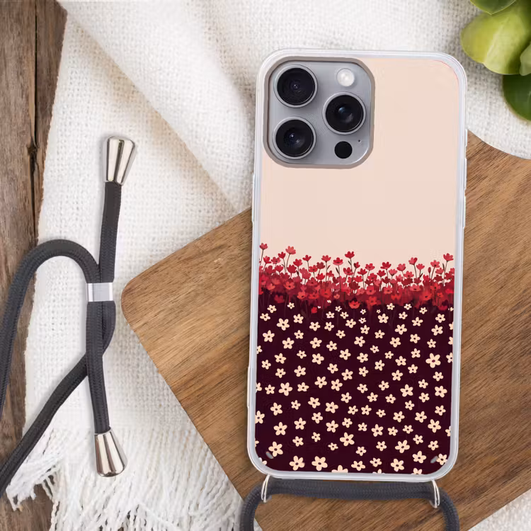 Telefoonhoesje met koord - Bloemen - Rood - Natuur — 3