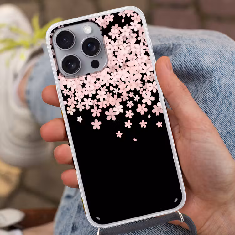 Telefoonhoesje met koord - Roze bloemen - Natuur — 2
