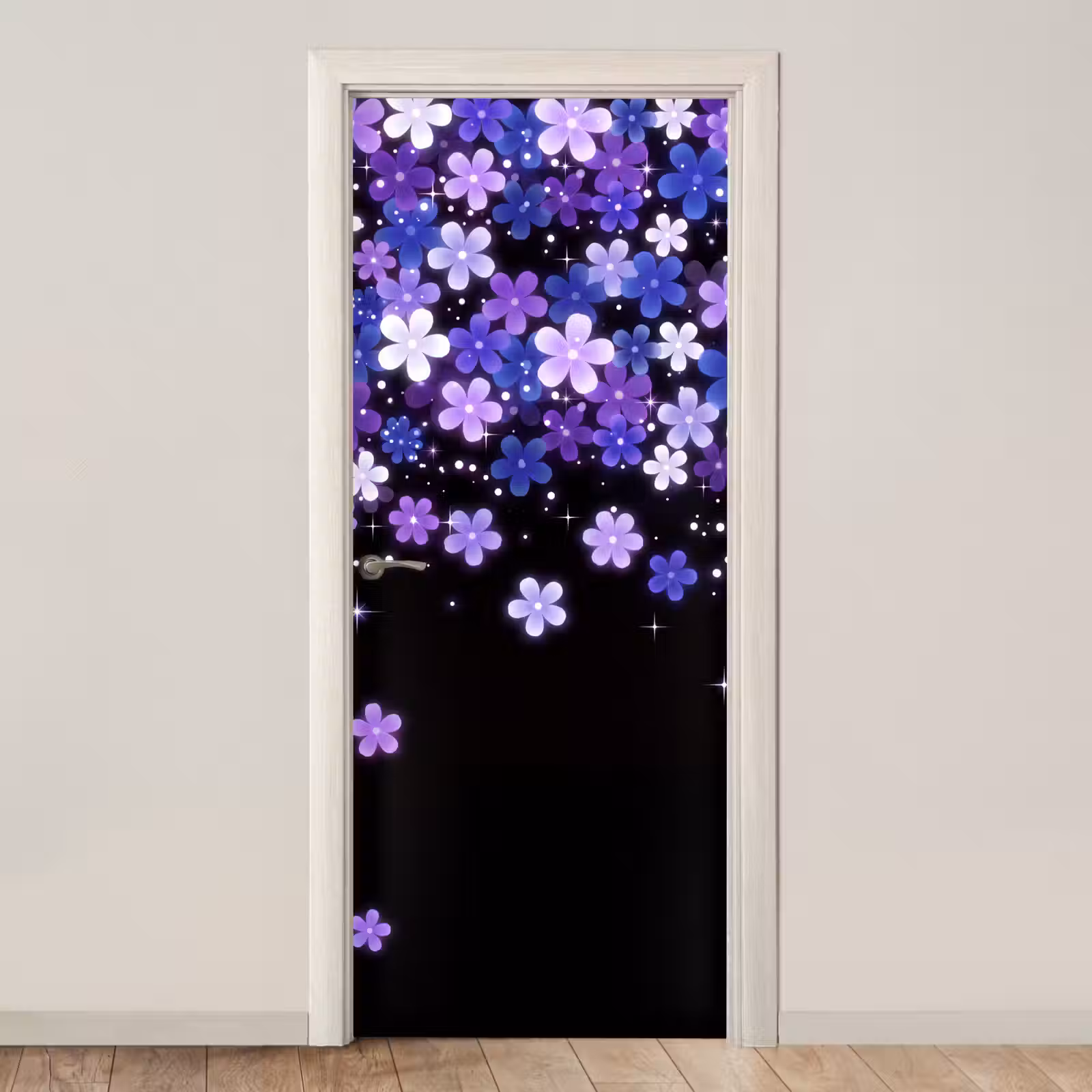 Deursticker - Bloemen - Paars - Modern — 1
