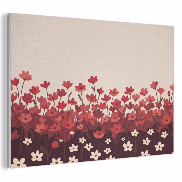 Akoestisch schilderij - Bloemen - Rood - Natuur — 1