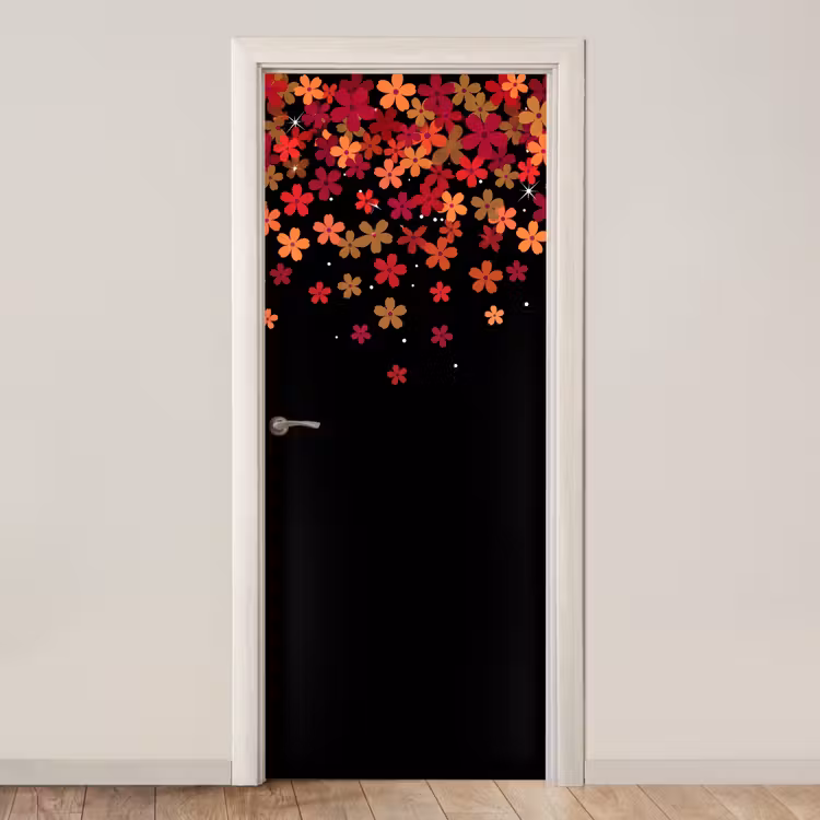 Deursticker - Bloemen - Abstract - Oranje — 1
