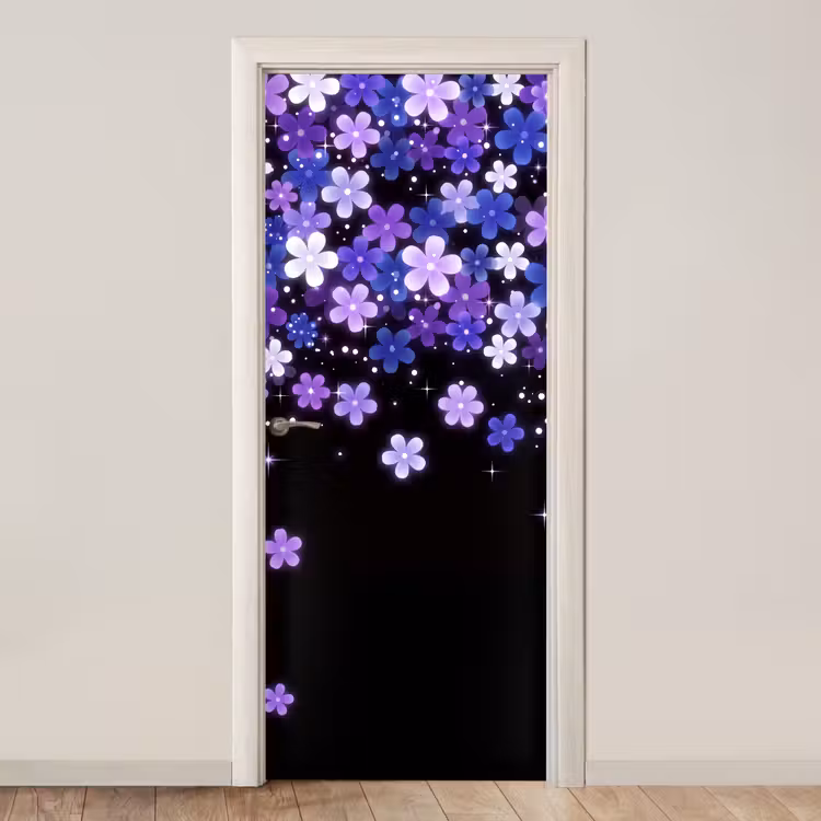 Deursticker - Bloemen - Paars - Modern — 1
