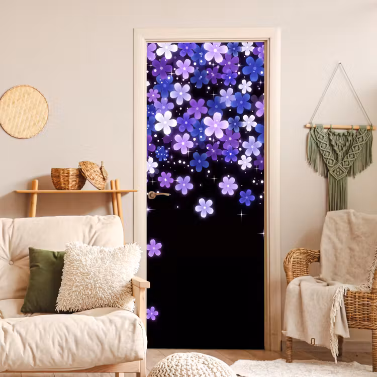 Deursticker - Bloemen - Paars - Modern — 4
