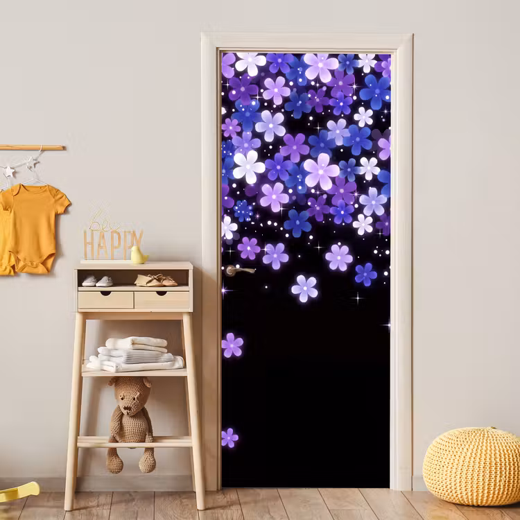 Deursticker - Bloemen - Paars - Modern — 6